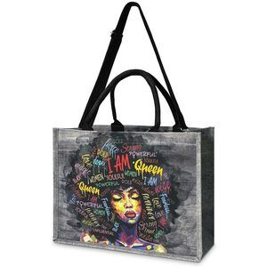 African American Carryall Bags For Office Art Canvas Handbags Woman